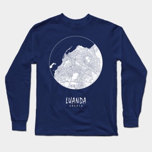 Luanda, Angola City Map - Full Moon Long Sleeve T-Shirt